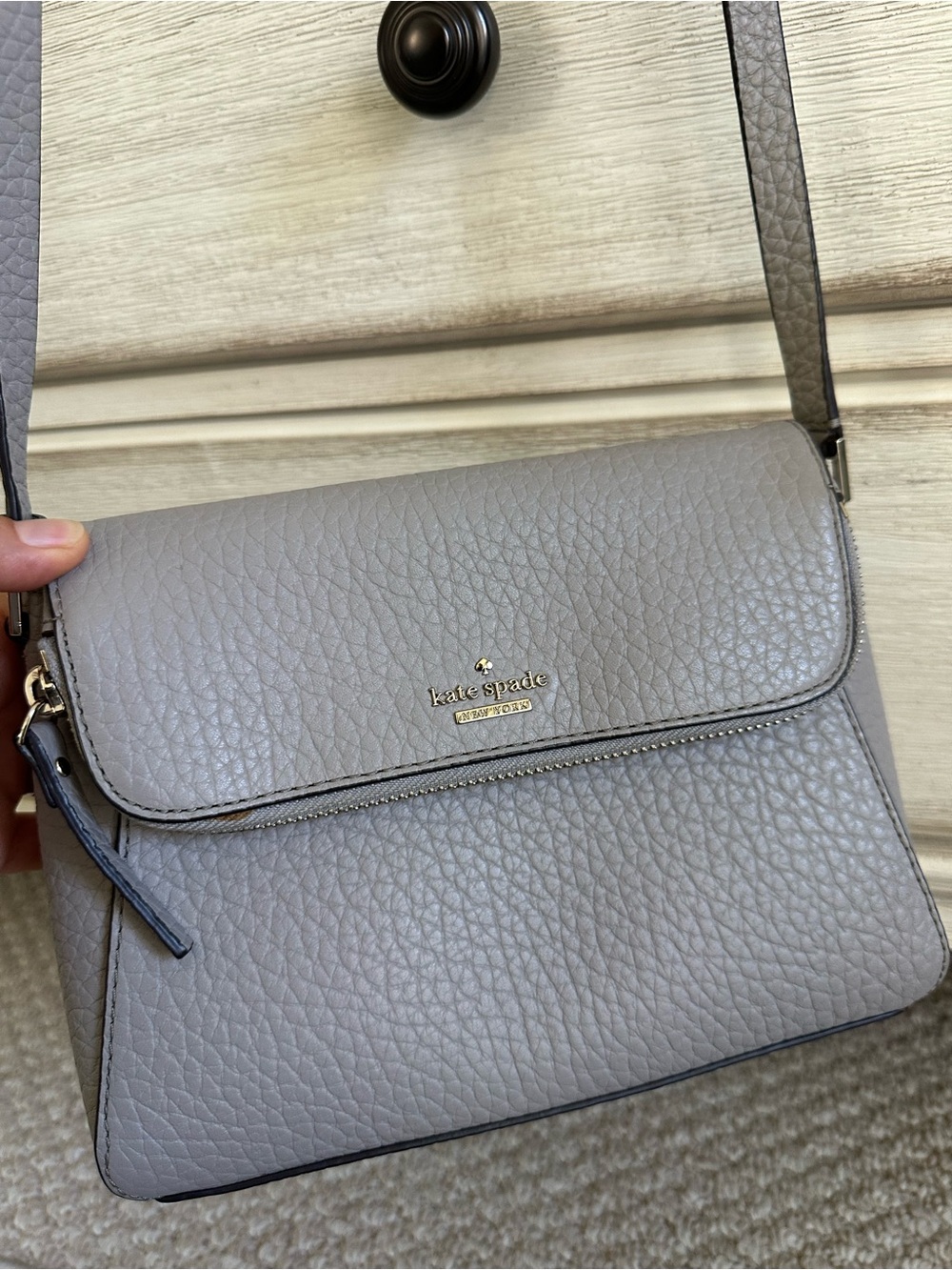 kate spade Pebbled Leather Crossbody Bag in Light Gray - Picture 4 of 17